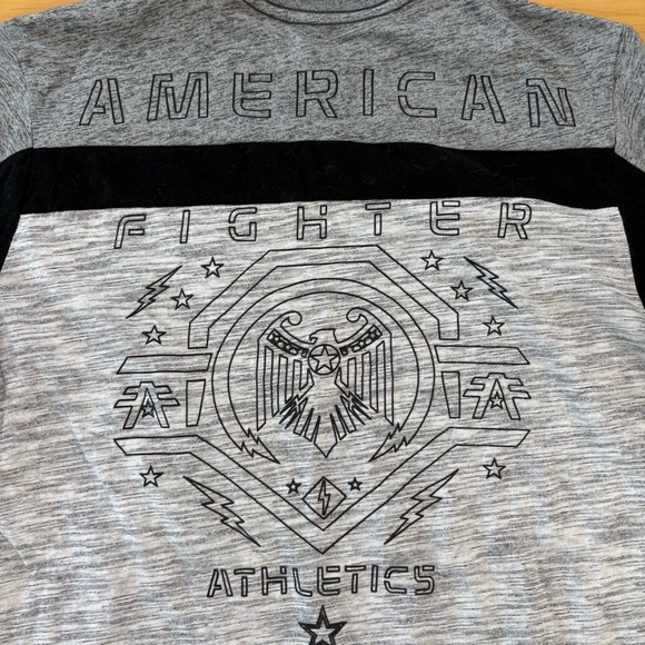 American Fighter Tee Shirt Mens Sz S Gray Color block Short Sleeve Double Sided - Picture 6 of 6